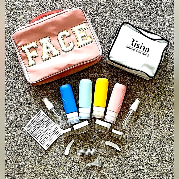 unbranded Handbags - NWOT Travel Bundle. Face Bag for Makeup and Travel Bottle Kit